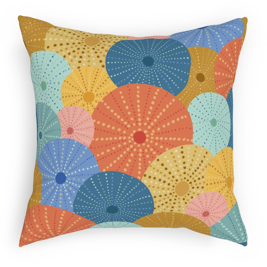 Colorful Sea Urchins Pillow, Woven, White, 18x18, Double Sided, Multicolor