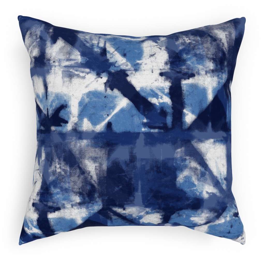 Shibori - Indigo Pillow, Woven, White, 18x18, Double Sided, Blue