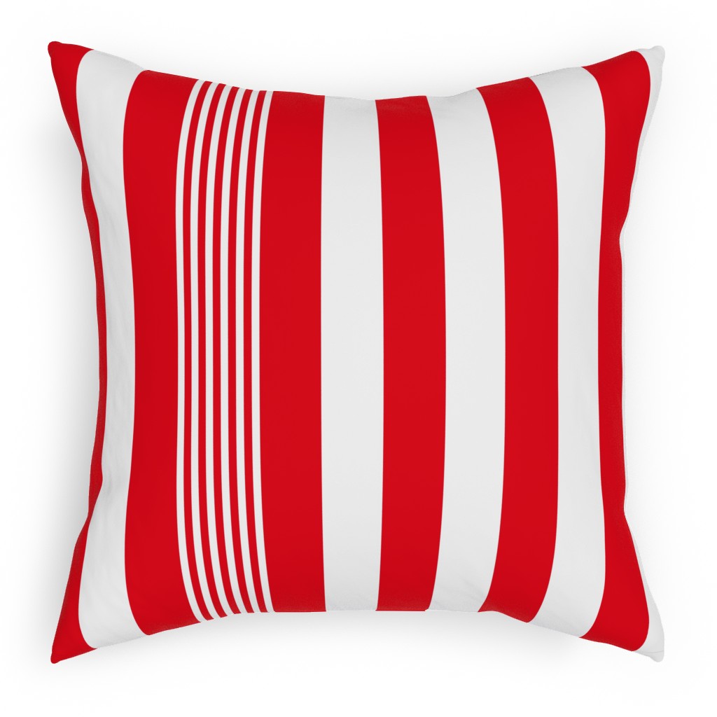 Turkish Stripes Vertical- Canada Day - Red and White Pillow, Woven, White, 18x18, Double Sided, Red