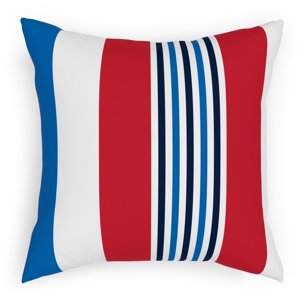 Vertical Stripes - Red White and Blue Pillow, Woven, White, 18x18, Double Sided, Multicolor