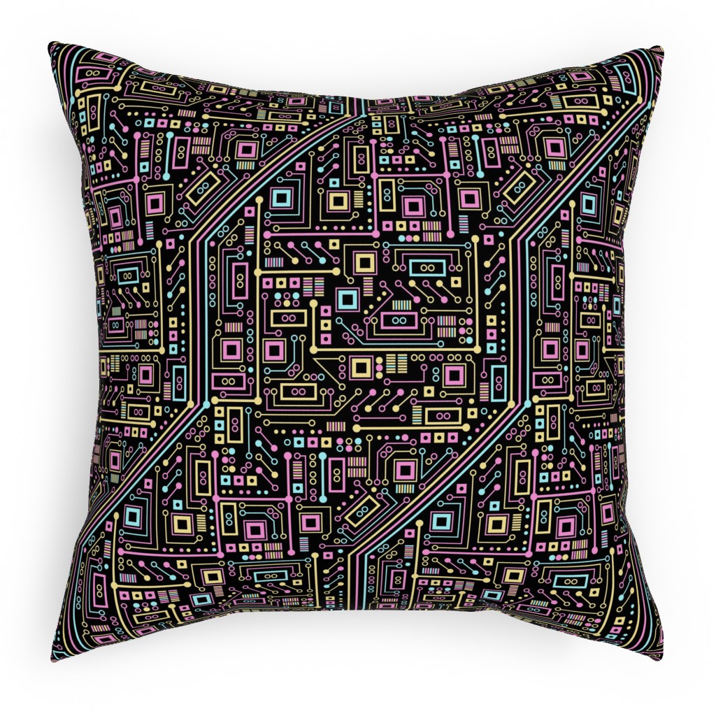 Short Circuits Pillow, Woven, White, 18x18, Double Sided, Multicolor, Volcano
