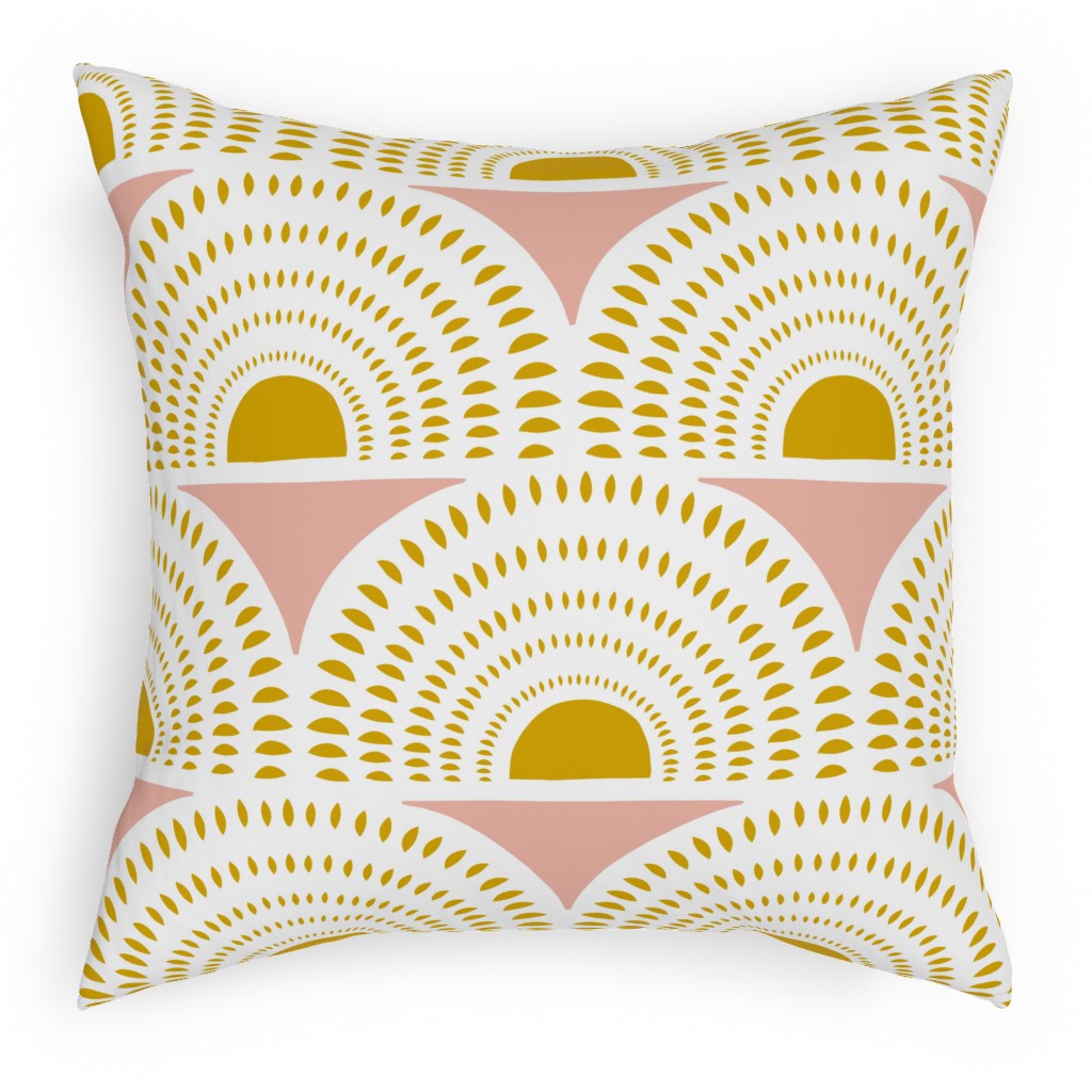 Aurora - Blush & Yellow Pillow, Woven, White, 18x18, Double Sided, Yellow, Classic Yellow