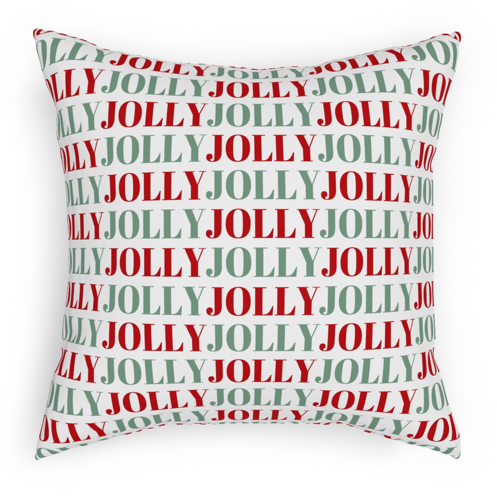 Jolly Print - Red and Green Pillow, Woven, White, 18x18, Double Sided, Red