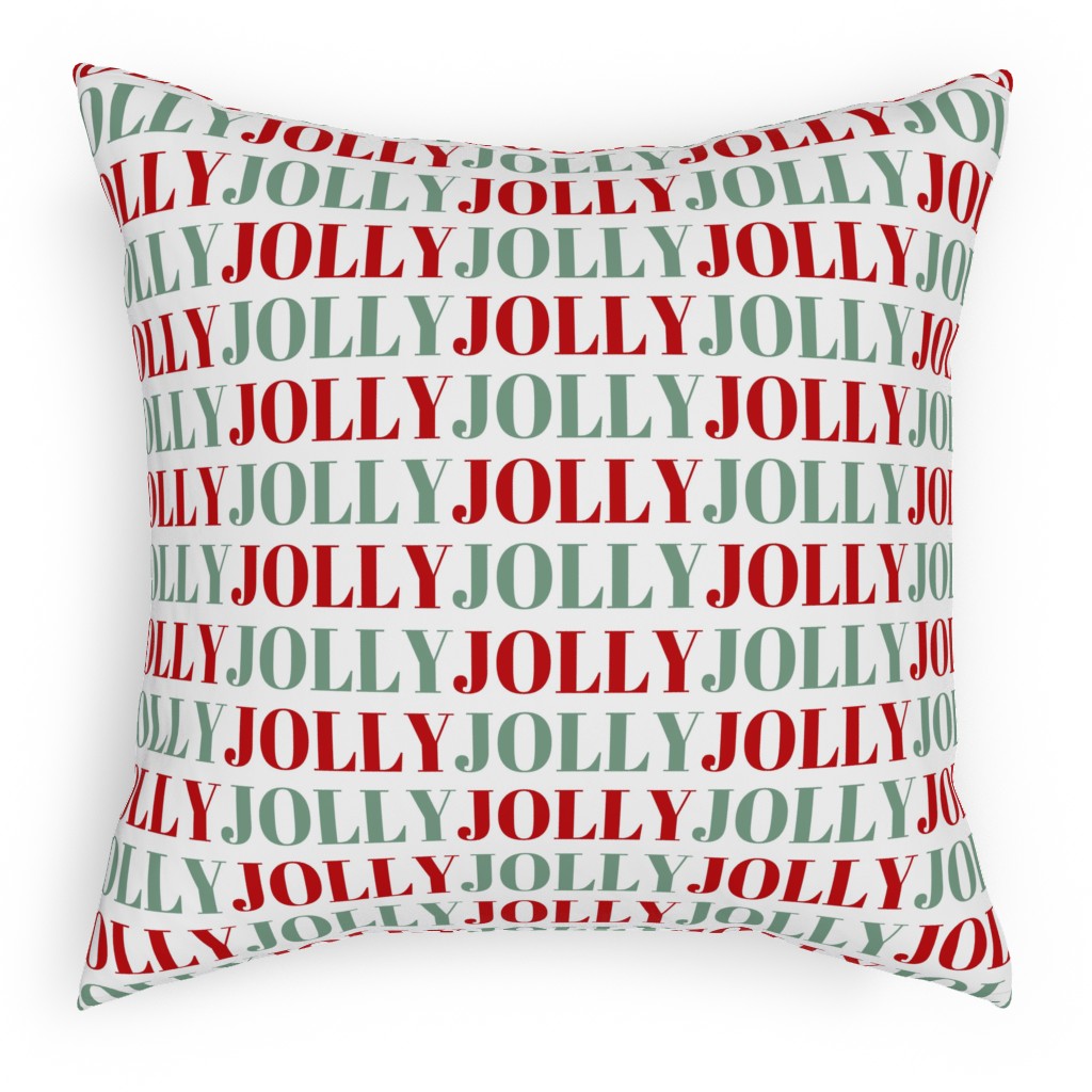 Jolly Print - Red and Green Pillow, Woven, White, 18x18, Double Sided, Red, Red