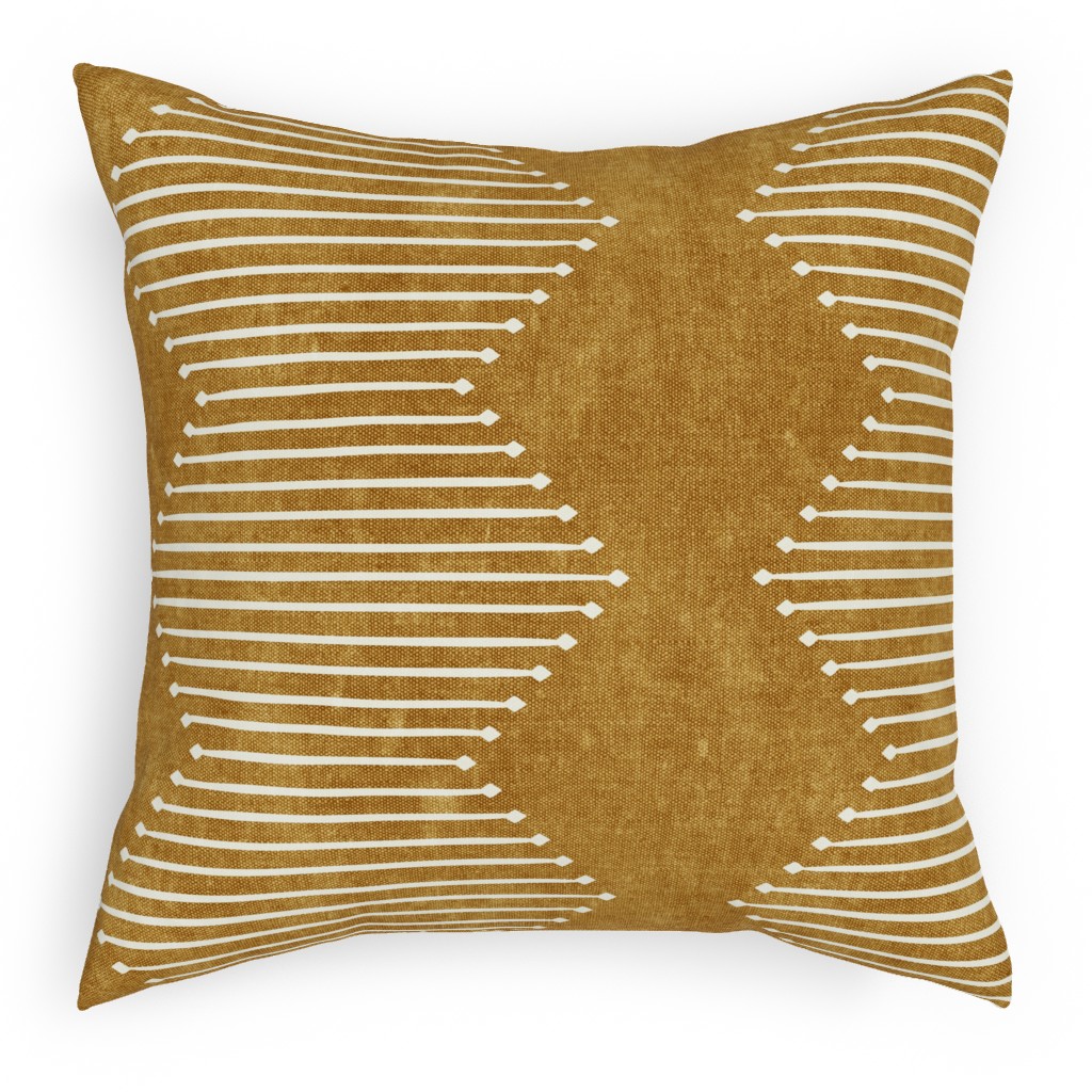 Diamond Mudcloth - Neutral Pillow, Woven, White, 18x18, Double Sided, Yellow