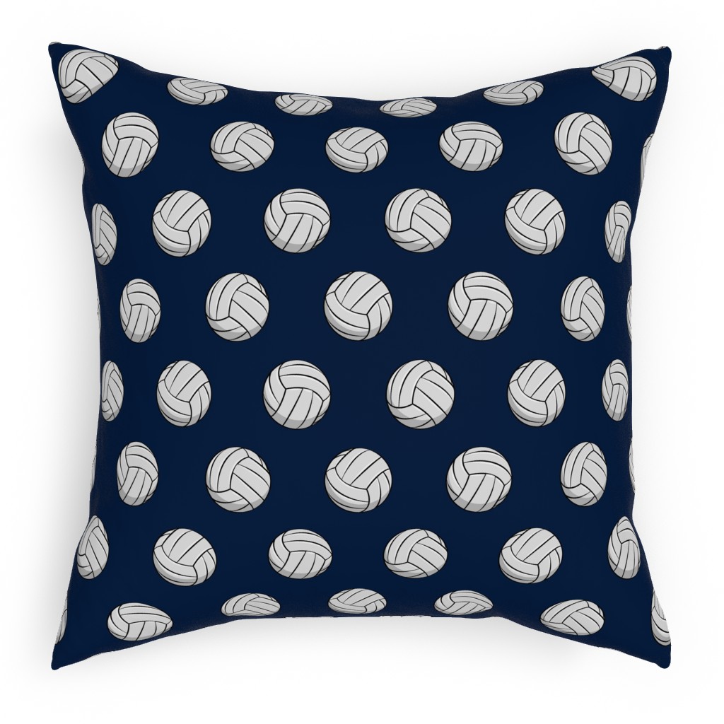 Volleyball - Blue Pillow, Woven, White, 18x18, Double Sided, Blue