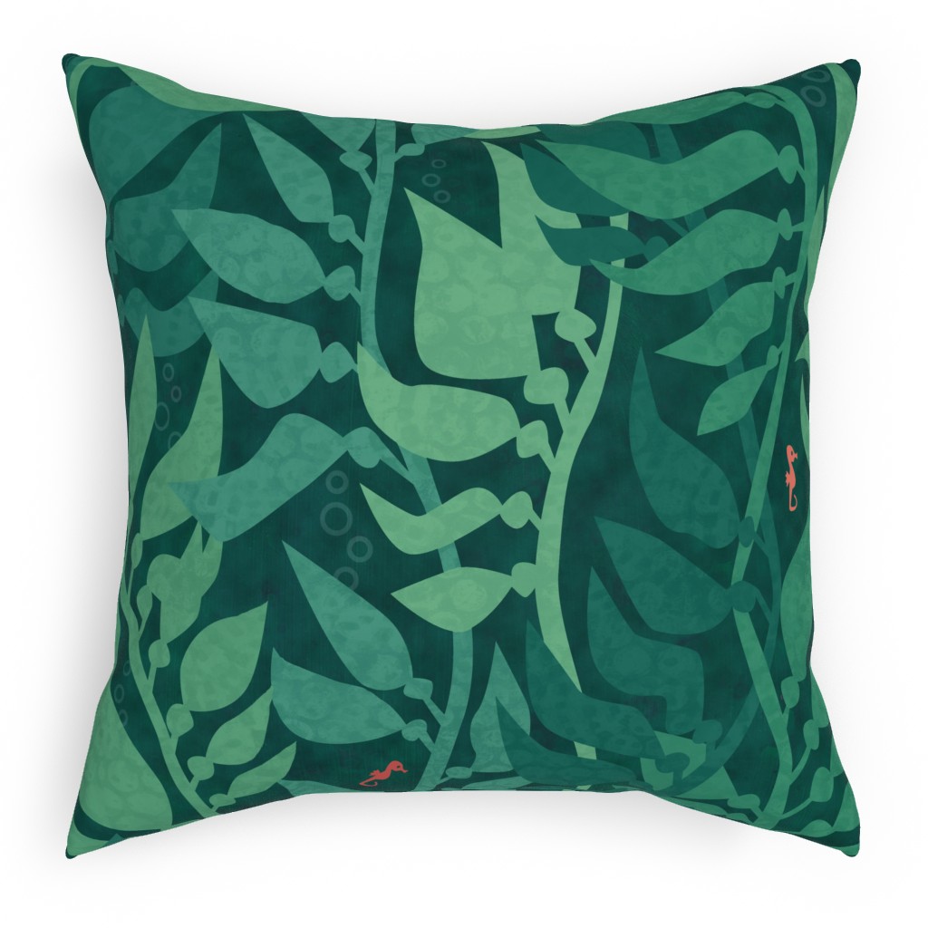 Mermaid Wonderland Kelp - Green Pillow, Woven, White, 18x18, Double Sided, Green