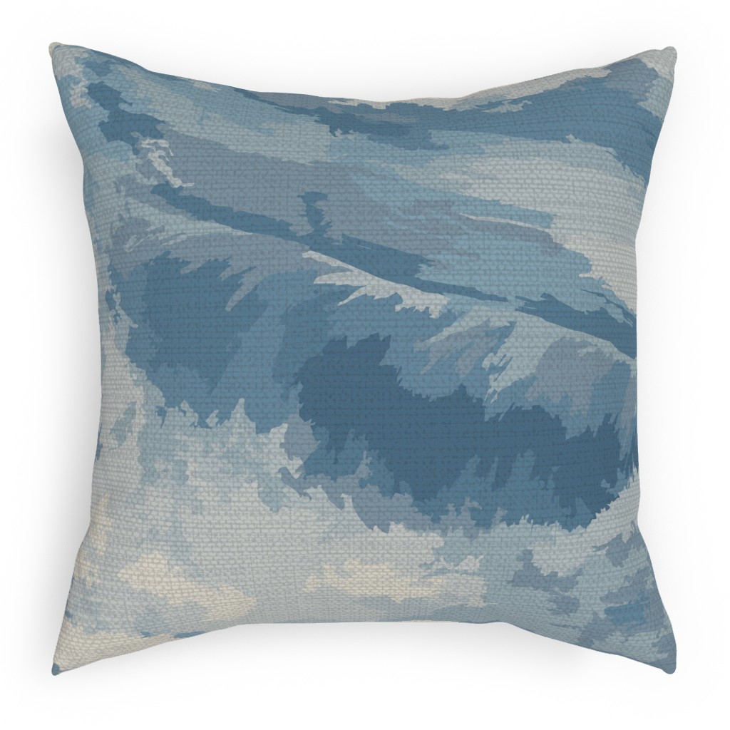 Rough Seas in My Dreams - Blue Pillow, Woven, White, 18x18, Double Sided, Blue