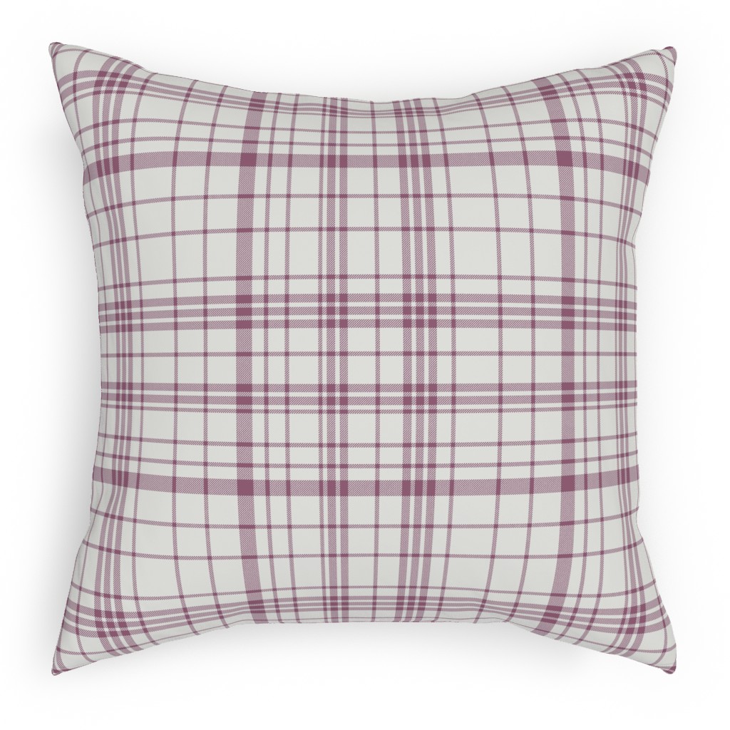 Tartan Check Pillow, Woven, White, 18x18, Double Sided, Purple, Pomegranate