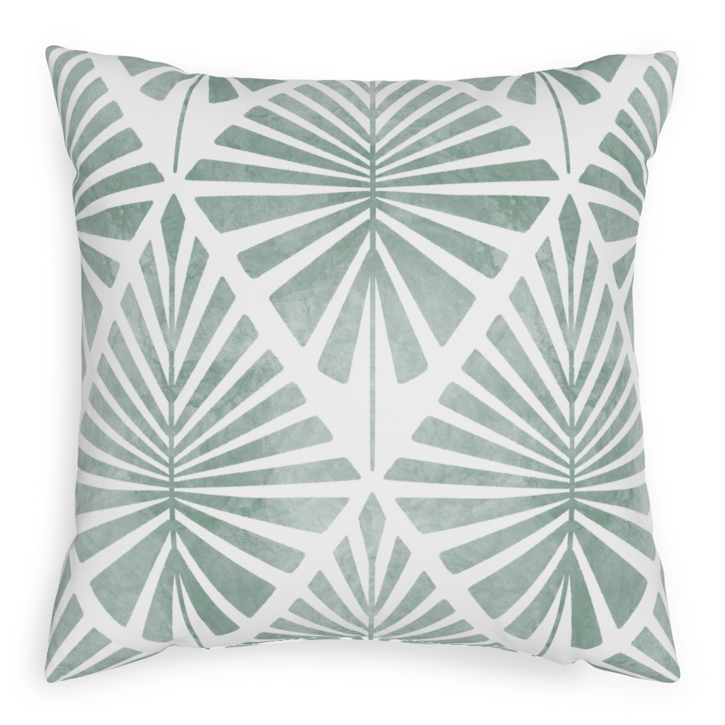 Laguna - Green Pillow, Woven, White, 20x20, Double Sided, Green