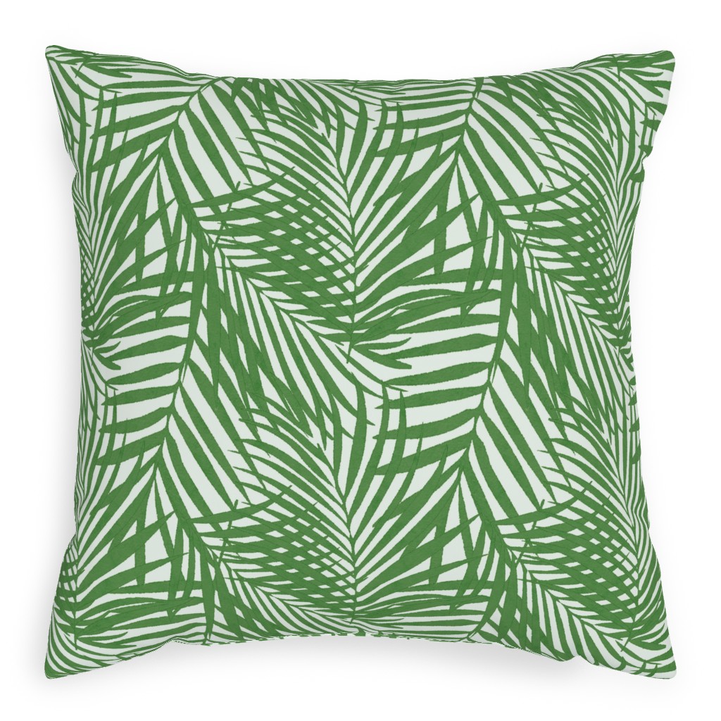 Watercolor Fronds - Green Pillow, Woven, White, 20x20, Double Sided, Green