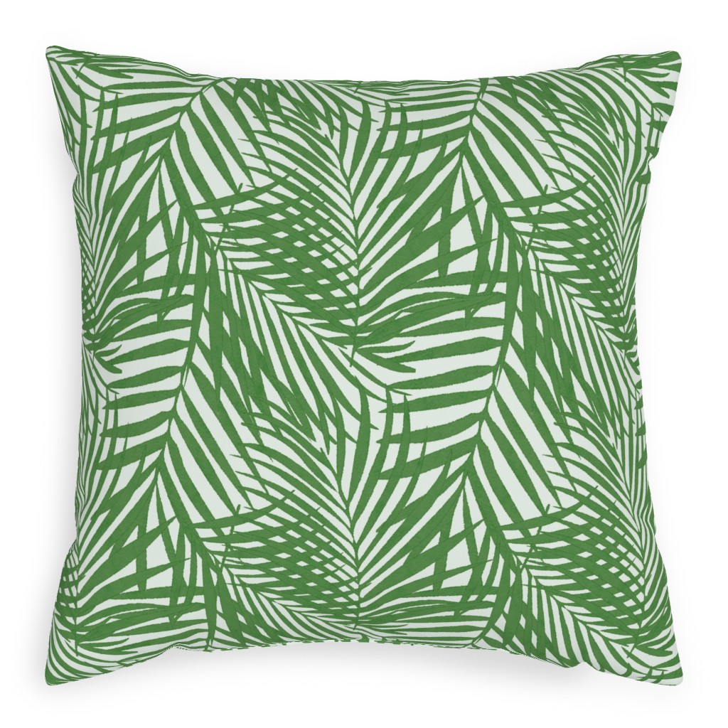 Watercolor Fronds - Green Pillow, Woven, White, 20x20, Double Sided, Green, Classic Green