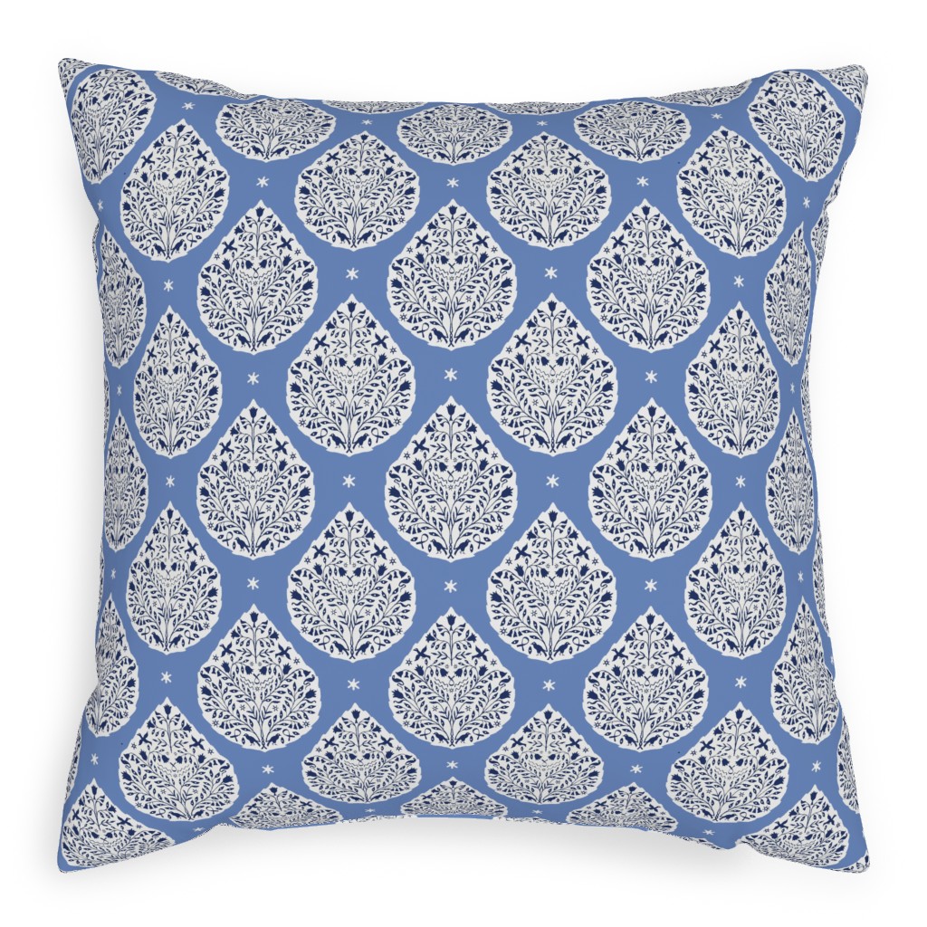 Conway Paisley - Cobalt and Navy Pillow, Woven, White, 20x20, Double Sided, Blue