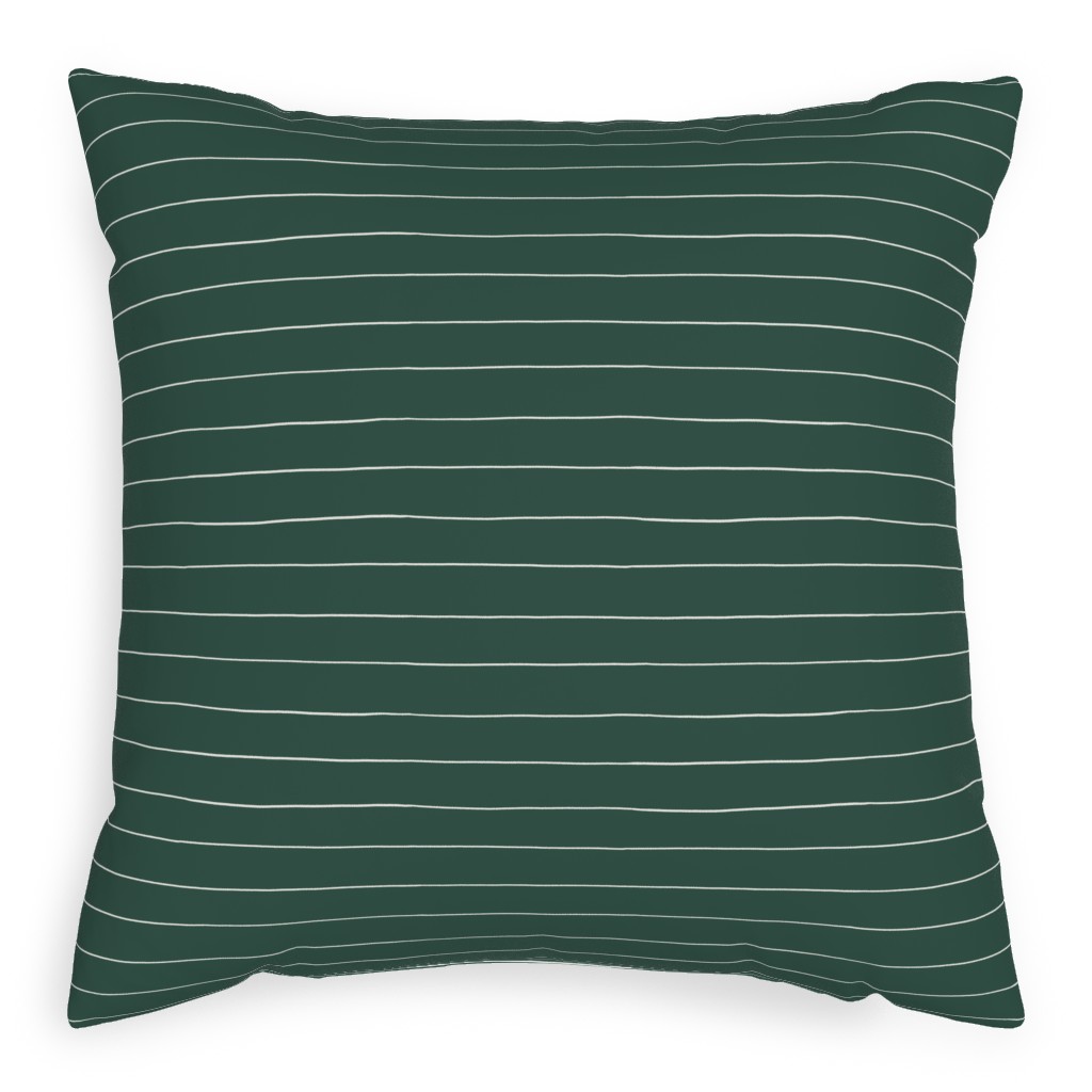 Christmas Stripes Pillow, Woven, White, 20x20, Double Sided, Green