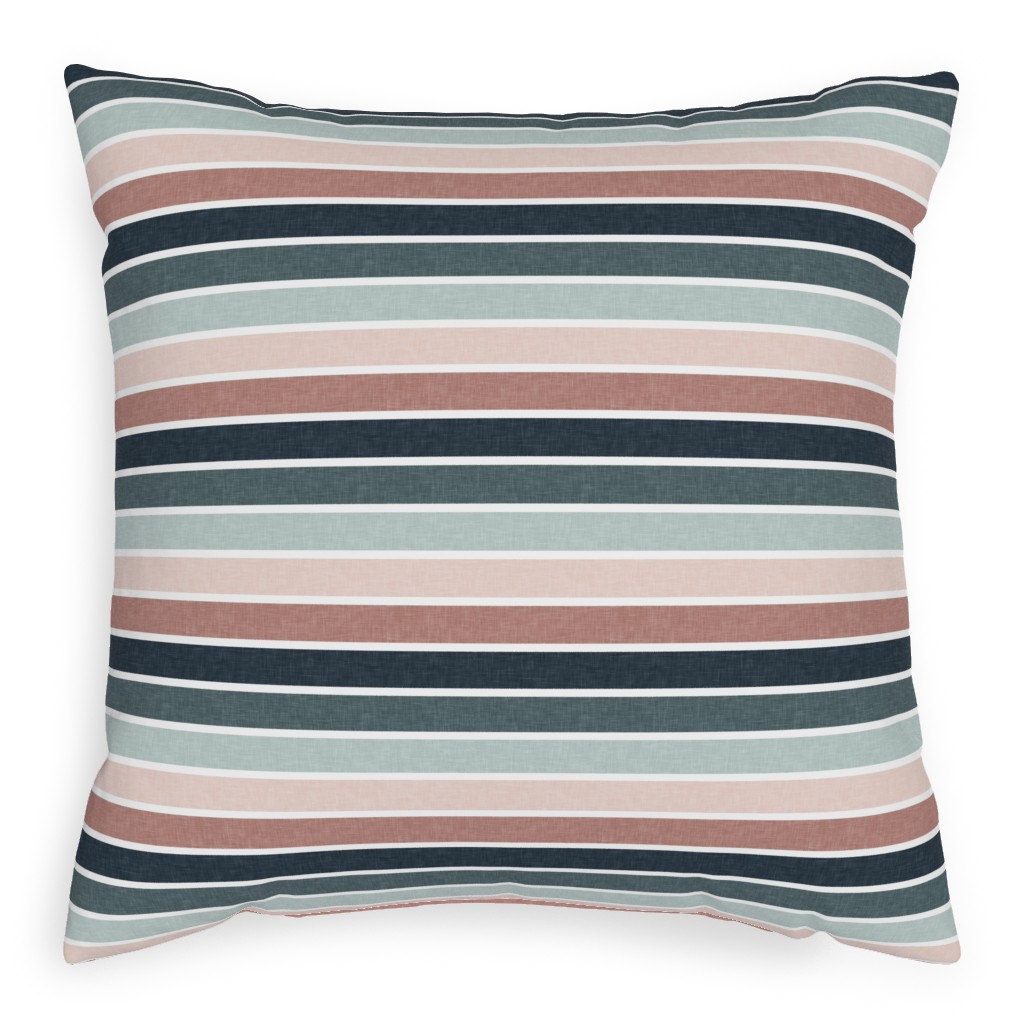 Stripes - Multi Blue & Pink Pillow, Woven, White, 20x20, Double Sided, Multicolor