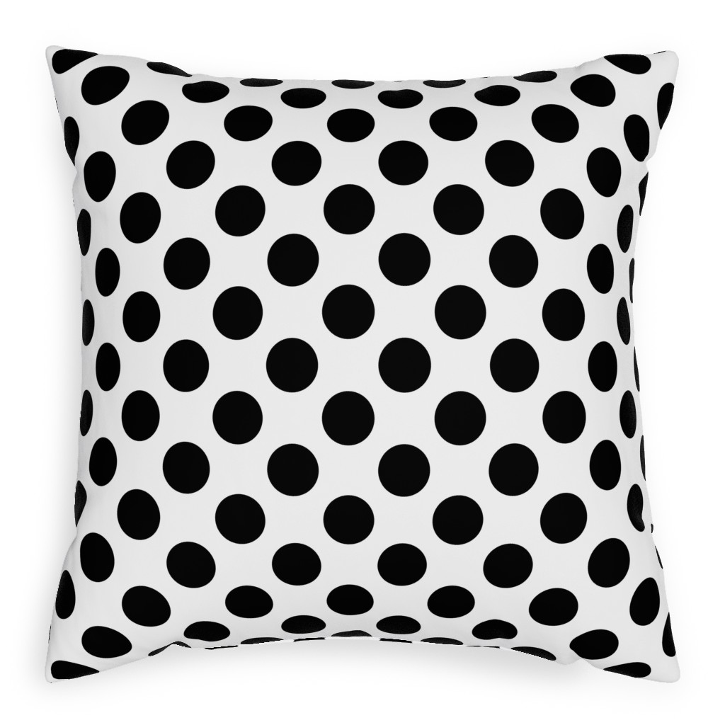 Polka Dot - Black and White Pillow, Woven, White, 20x20, Double Sided, Black