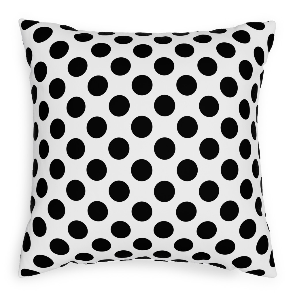 Polka Dot - Black and White Pillow, Woven, White, 20x20, Double Sided, Black