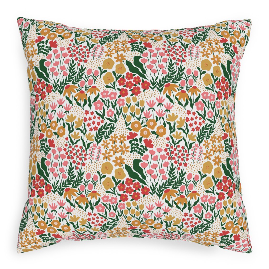 Wild Meadow - Light Pillow, Woven, White, 20x20, Double Sided, Multicolor