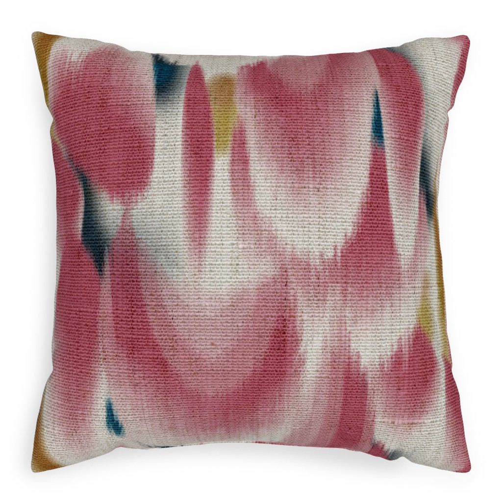 Shibori Wing Spots - Cherry Pillow, Woven, White, 20x20, Double Sided, Pink, Bright Pink