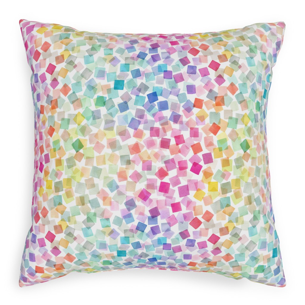 Confetti Party - Multi Pillow, Woven, White, 20x20, Double Sided, Multicolor