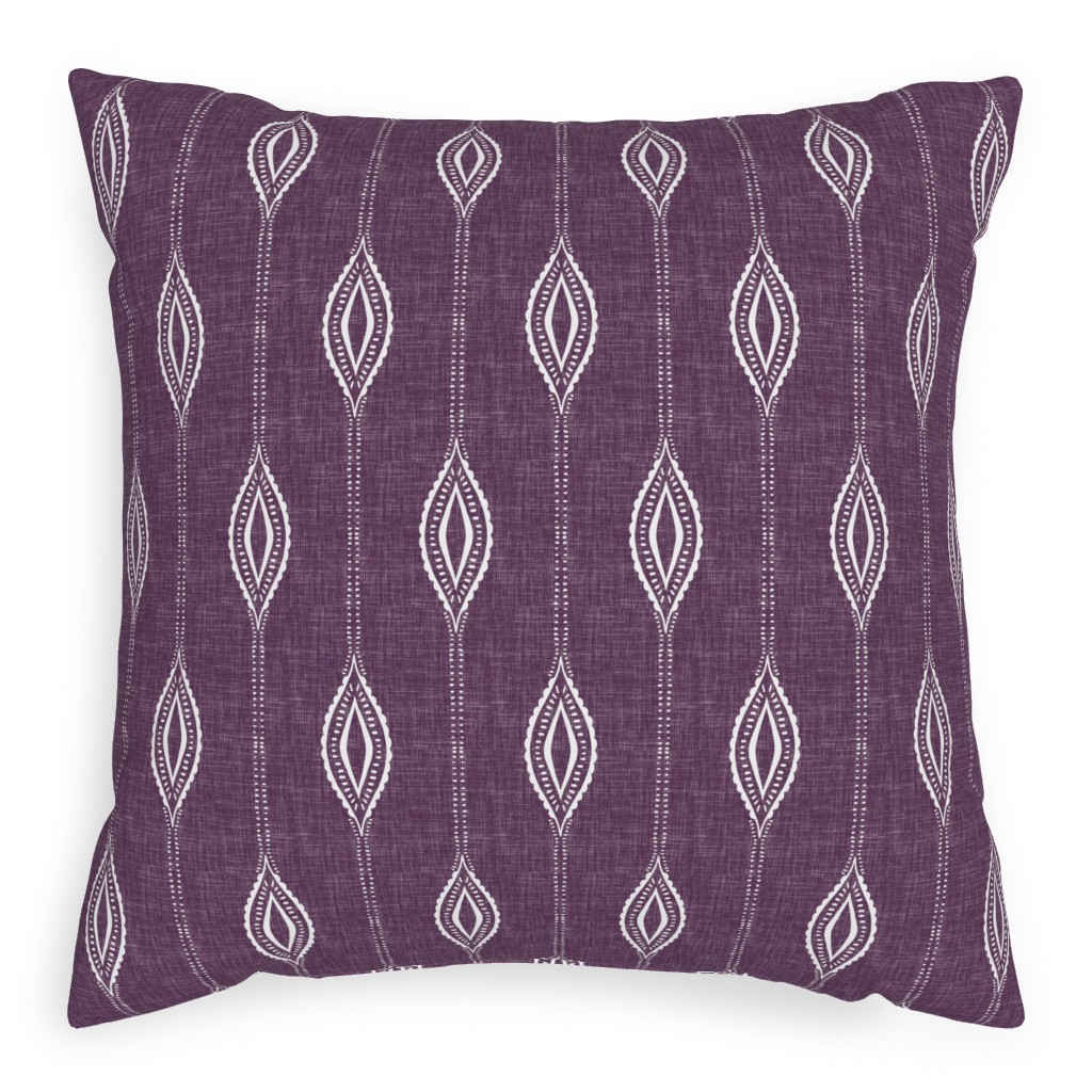 Diamant - Eggplant Pillow, Woven, White, 20x20, Double Sided, Purple, Purple
