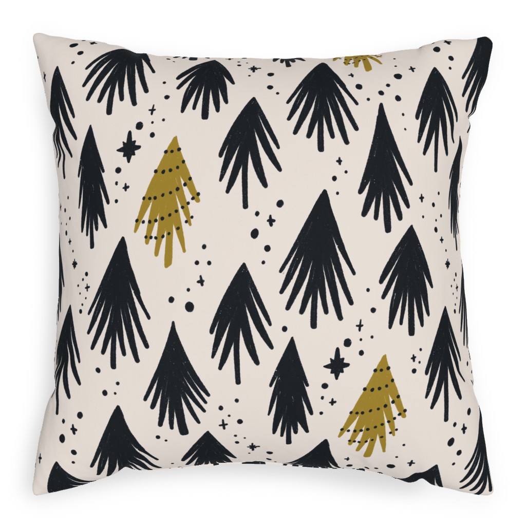 Carol Pillow, Woven, White, 20x20, Double Sided, Black