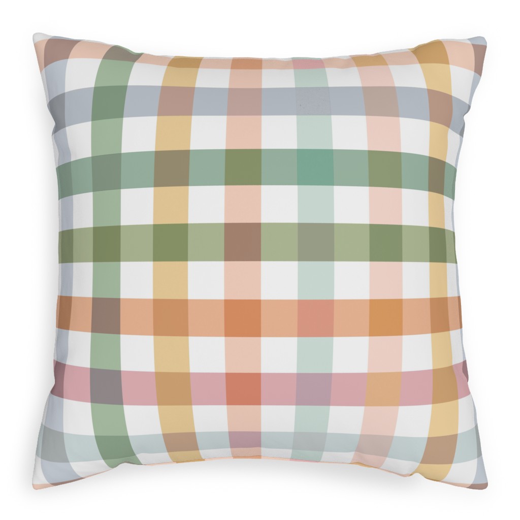 Gingham Picnic - Multi Pillow, Woven, White, 20x20, Double Sided, Multicolor