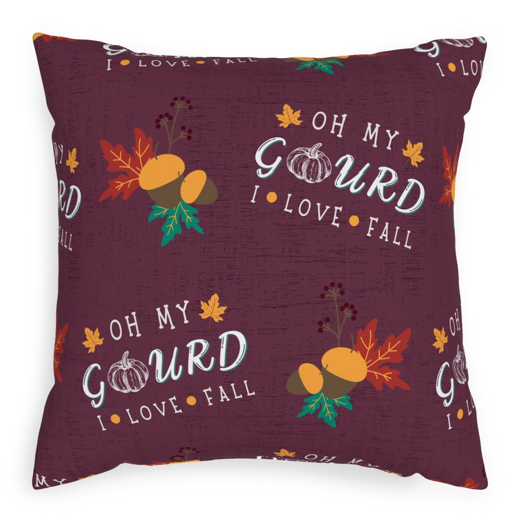 Oh My Gourd on Mauve Pillow, Woven, White, 20x20, Double Sided, Purple, Purple