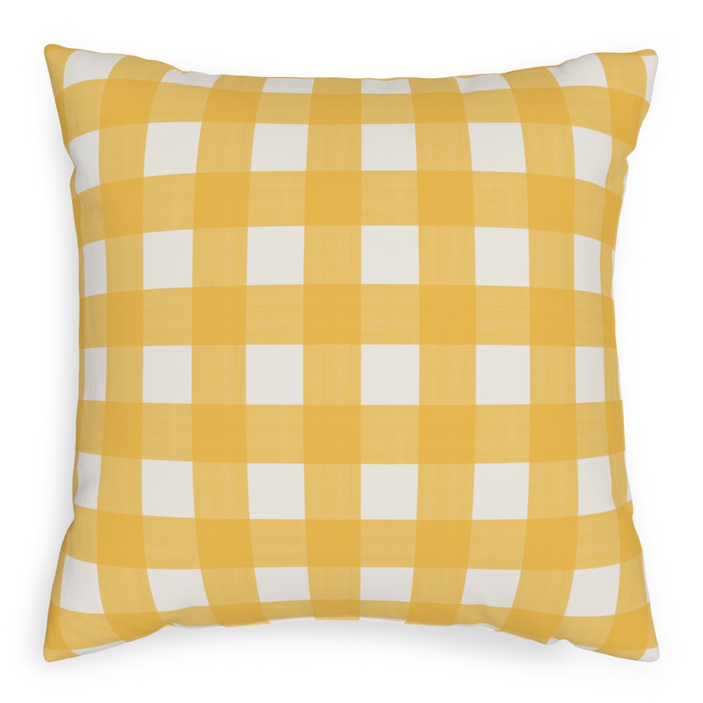 Cross Hatch Plaid Pillow, Woven, White, 20x20, Double Sided, Orange