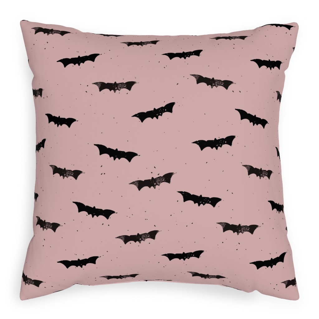 Grungy Bats and Speckles - Pink Pillow, Woven, White, 20x20, Double Sided, Pink, Bright Pink