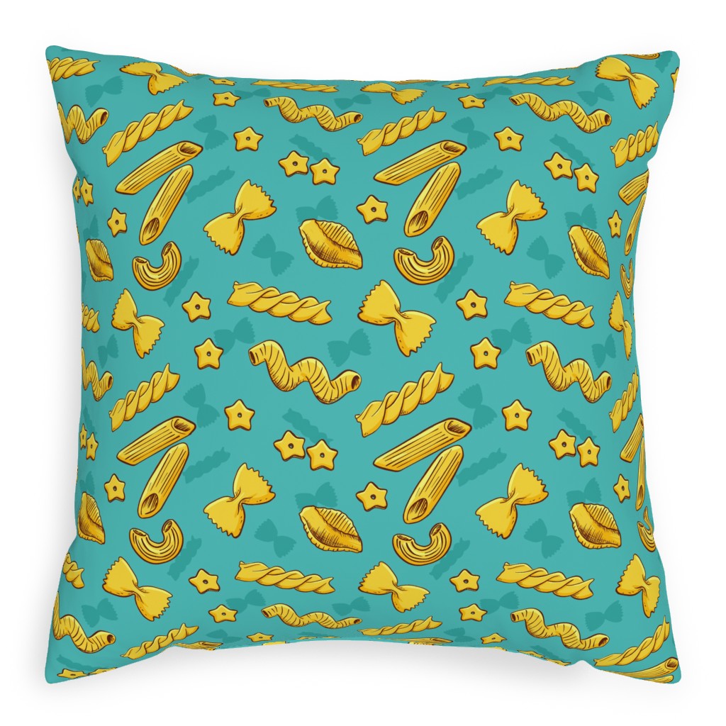 Pasta Pillow, Woven, White, 20x20, Double Sided, Blue