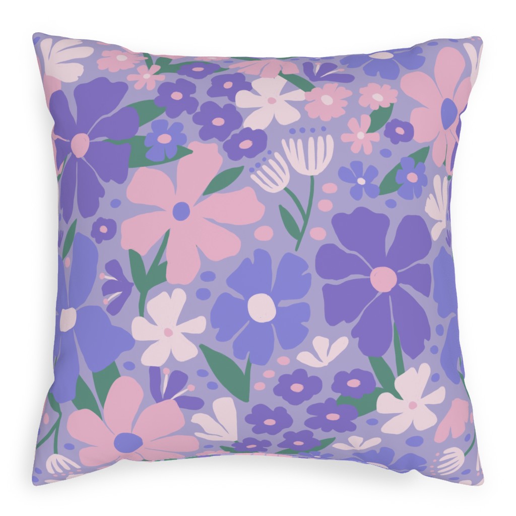 Blooming Garden on Lilac Pillow, Woven, White, 20x20, Double Sided, Purple