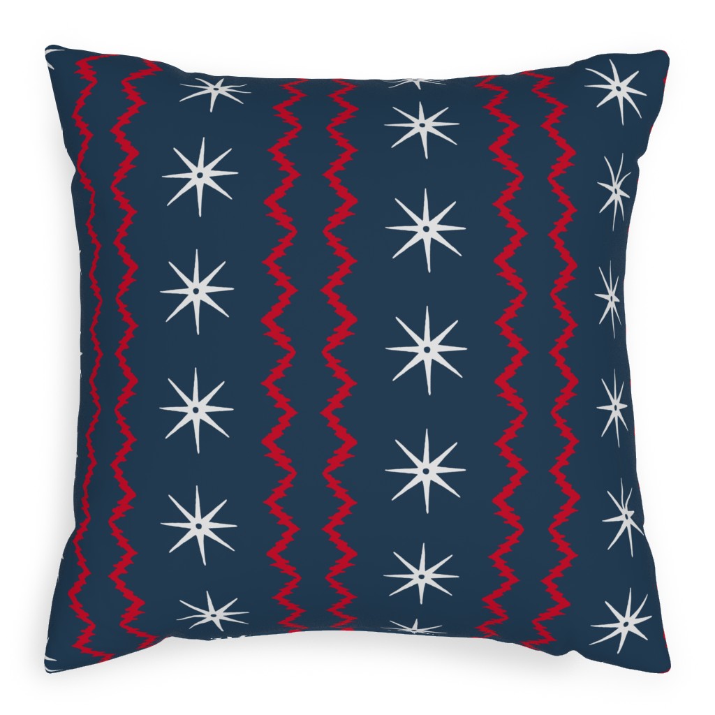 Stars and Stripes - Blue, Red and White Pillow, Woven, White, 20x20, Double Sided, Blue