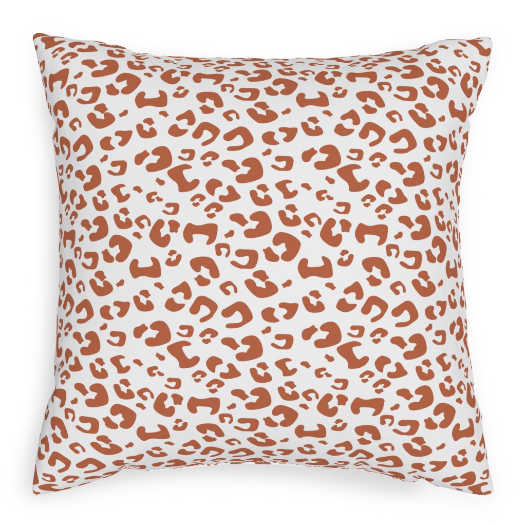 Leopard Print - Terracotta Pillow, Woven, White, 20x20, Double Sided, Brown