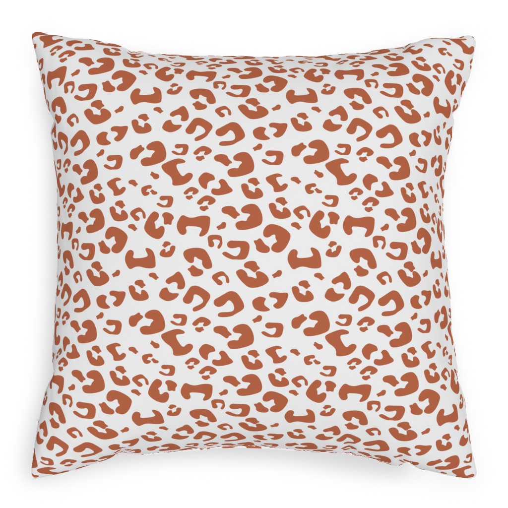Leopard Print - Terracotta Pillow, Woven, White, 20x20, Double Sided, Brown, Brown