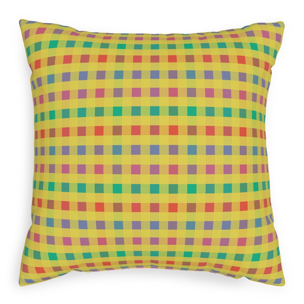 Picnic Plaid Pillow, Woven, White, 20x20, Double Sided, Multicolor, Bright Delight