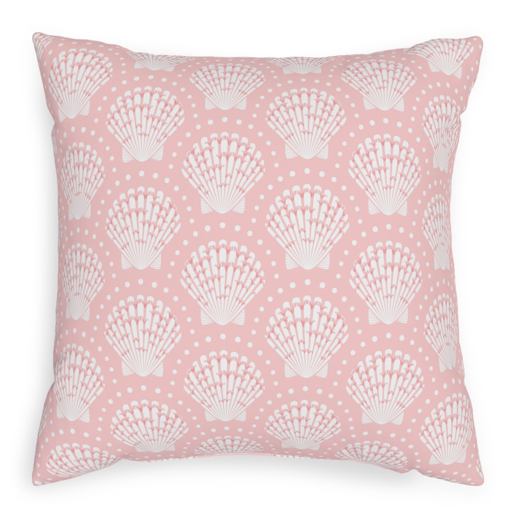 Pretty Scallop Shells - Pink Pillow, Woven, White, 20x20, Double Sided, Pink