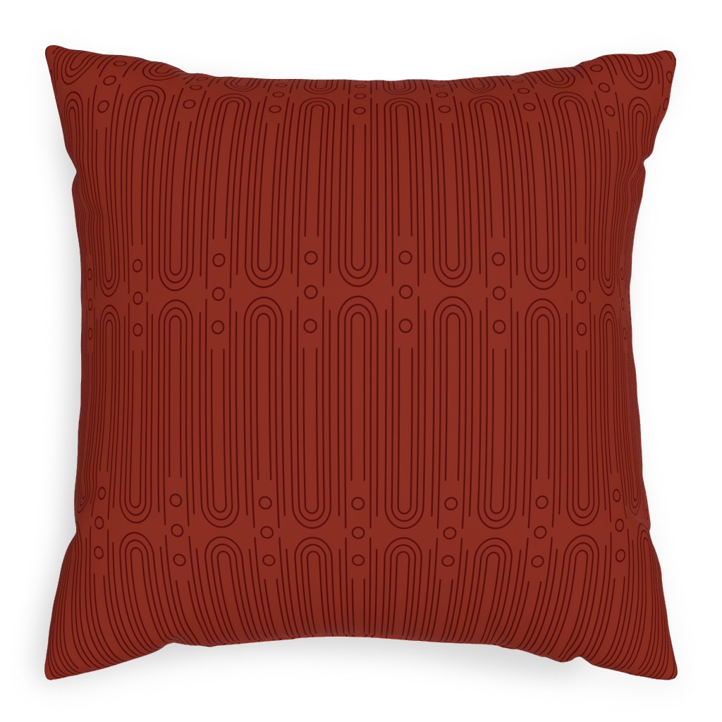 Art Deco Arches - Cranberry Pillow, Woven, White, 20x20, Double Sided, Red, Red