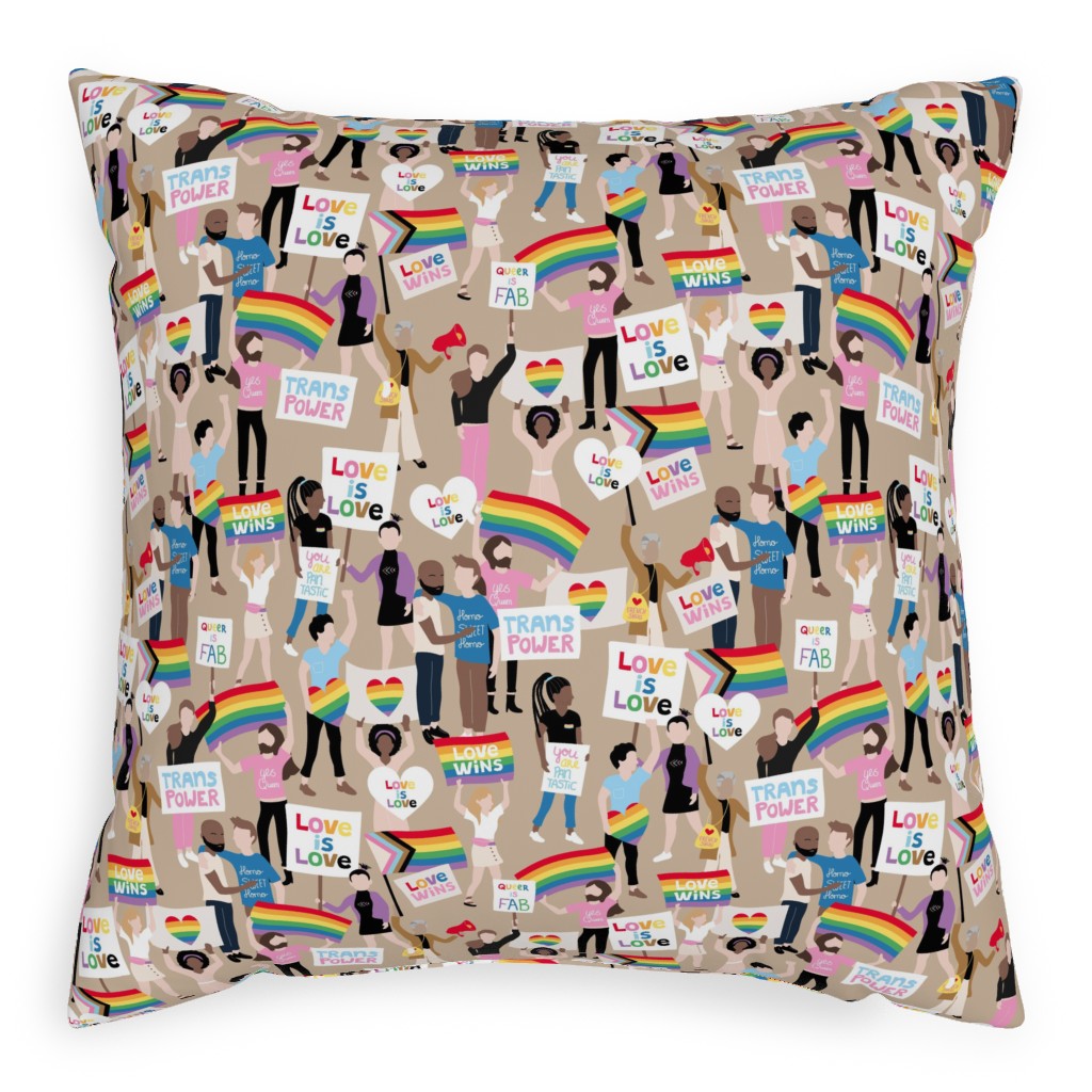 Pride Lgbtq Rainbow Flag Pillow, Woven, White, 20x20, Double Sided, Multicolor