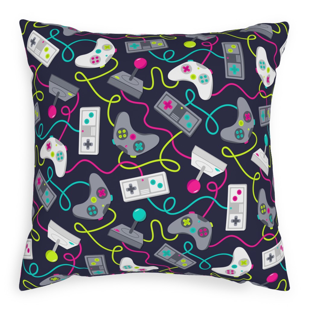 Video Game Gear - Multicolor Pillow, Woven, White, 20x20, Double Sided, Multicolor