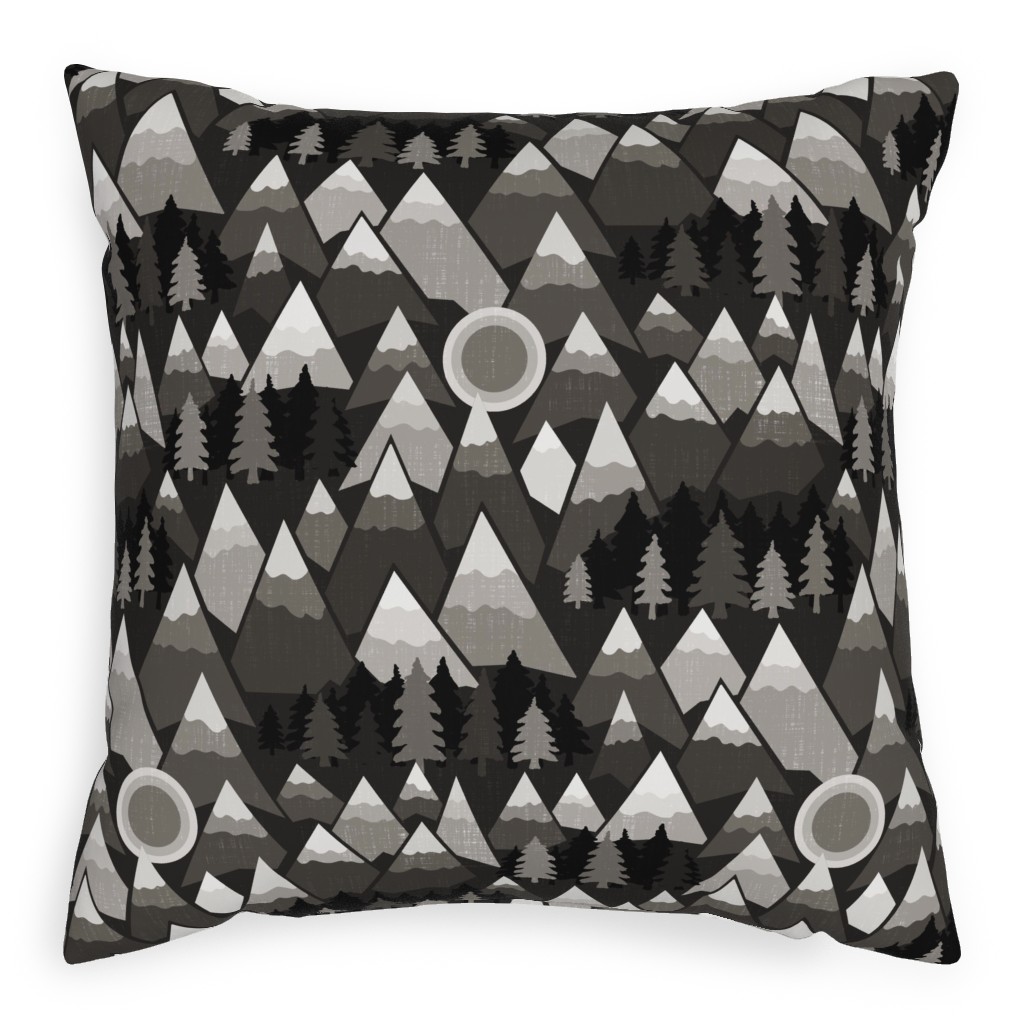 the Mountains Are Calling Pillow, Woven, White, 20x20, Double Sided, Gray, Cement