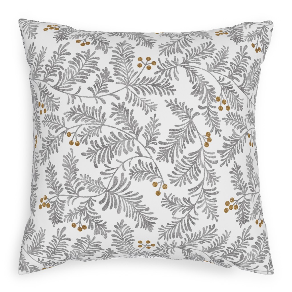 Winter Branches Pillow, Woven, White, 20x20, Double Sided, Gray, Smoke