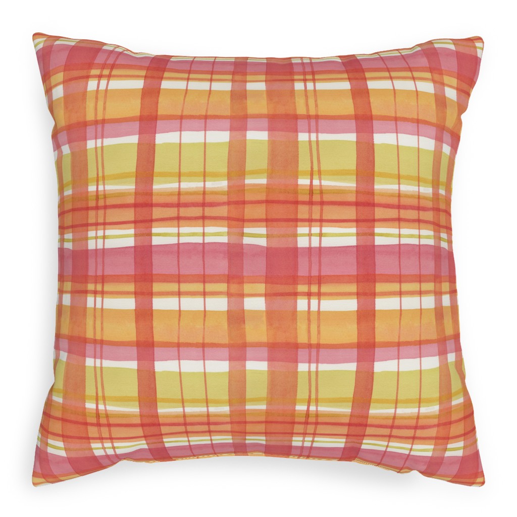 Summer Plaid Pillow, Woven, White, 20x20, Double Sided, Multicolor