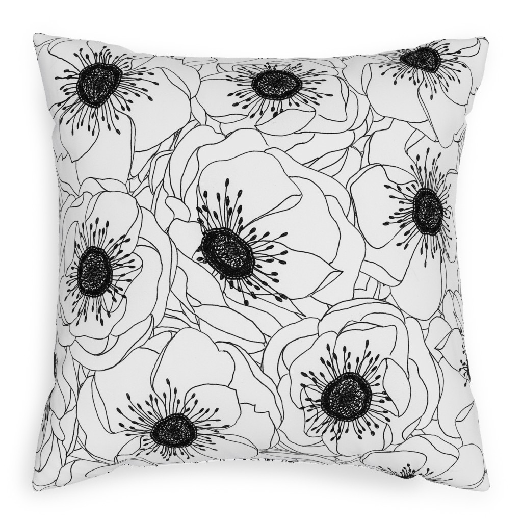 White Anemones - Neutral Pillow, Woven, White, 20x20, Double Sided, White