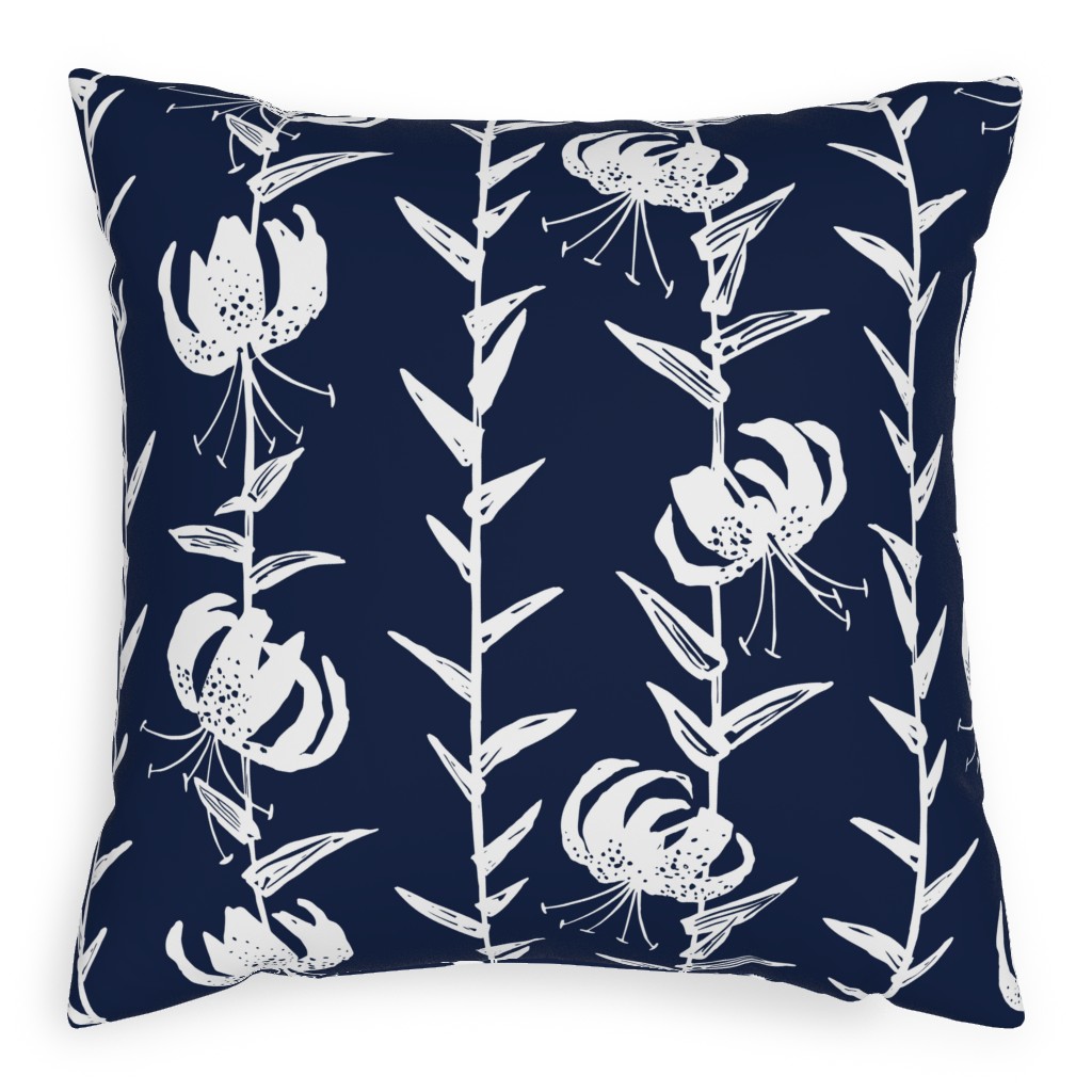 Lily Stripe - Blue Pillow, Woven, White, 20x20, Double Sided, Blue, True Blue