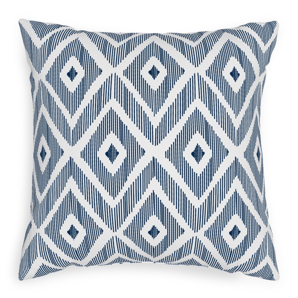 Ikat - Navy Pillow, Woven, White, 20x20, Double Sided, Blue