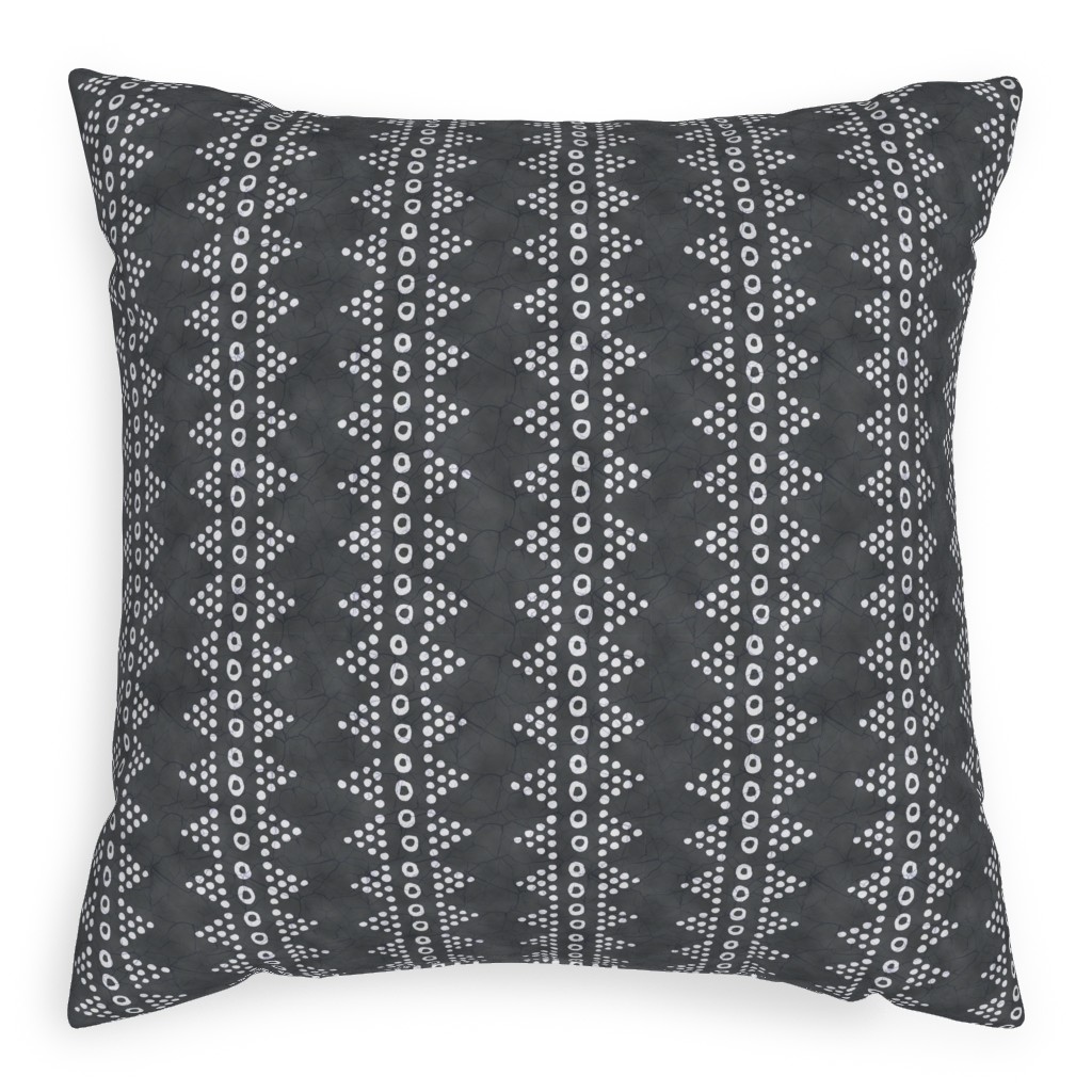 Batik Triangle Stripe - Earth Smoke Pillow, Woven, White, 20x20, Double Sided, Gray