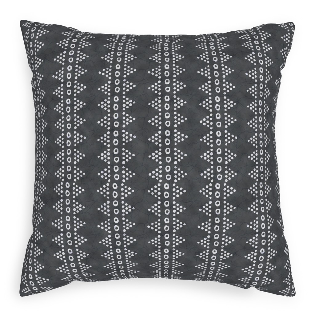Batik Triangle Stripe - Earth Smoke Pillow, Woven, White, 20x20, Double Sided, Gray, Gray