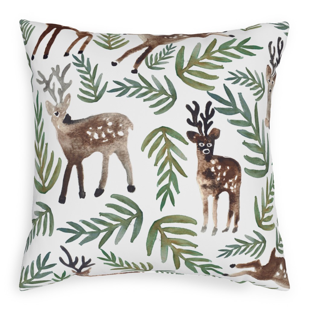 Loved Dearly - Green & Brown on White Pillow, Woven, White, 20x20, Double Sided, Green, Classic Green