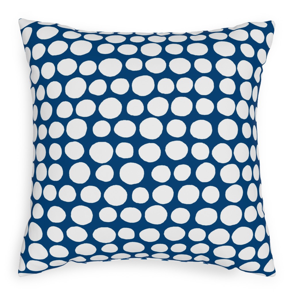 Jumbo Peas - Deep Blue and White Pillow, Woven, White, 20x20, Double Sided, Blue